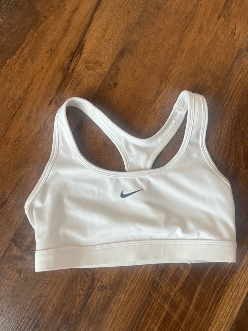 Nike White Racerback Sports Bra with Gray Swoosh